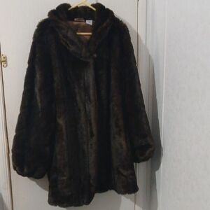 Blair Women's Faux Fur Coat - Dark Brown